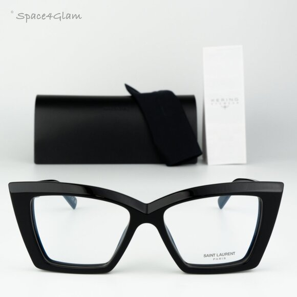 BRAND NEW Saint Laurent Women Eyeglasses Black Demo Cat Eye SL657 OPT 001 - Picture 2 of 9
